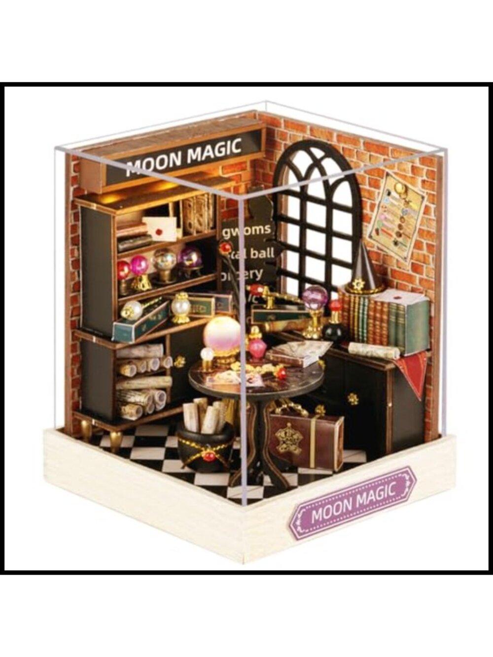 CUTEROOM DIY Miniature Wooden Dollhouse Kit with Dust Cover & LED Light QT